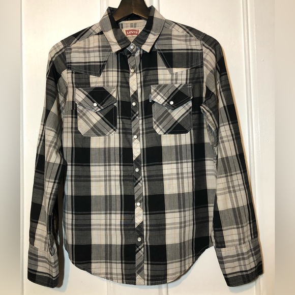 Levi’s Pearl Snap Button Plaid Western Cowboy Shirt - Picture 1 of 8